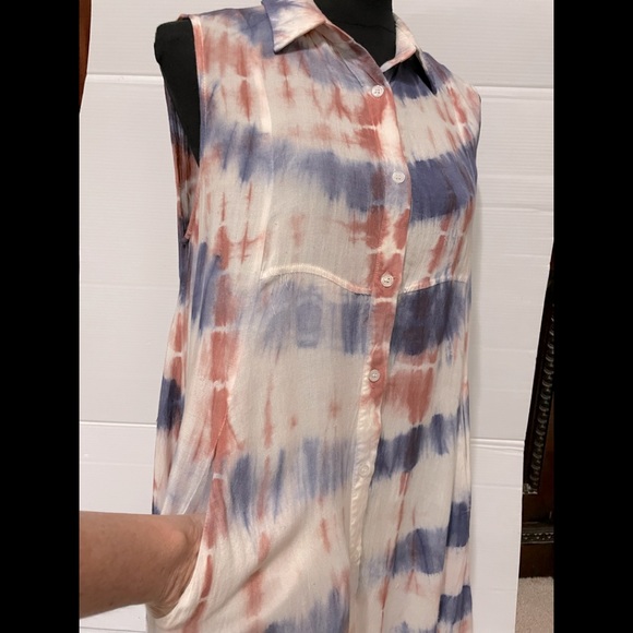 Hot & Delicious sleeveless Tie-Dye button up w/collar Top  size XL - Picture 7 of 12